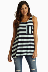 Mint Green Striped Racerback Tank Top