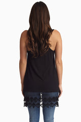 Black Lace Trim Racerback Tank Top