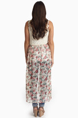 Ivory Floral Lace Back Chiffon Vest