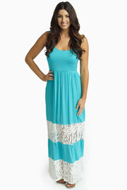 Jade Lace Colorblock Maxi Dress