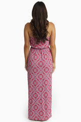 Fuchsia Paisley Diamond Strapless Maxi Dress