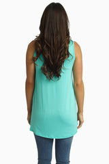 Mint Coral Crochet Neck Tank Top