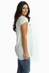 White Knit Chiffon Bow Back Top