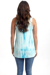 Aqua Tie Dye Printed Tank Top