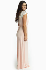 Pink Lace Top Maxi Dress