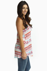 Coral Multi-Color Tribal Racerback Tank Top