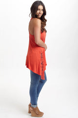 Red Orange Crochet Side Racerback Tank Top