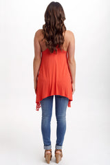 Red Orange Crochet Side Racerback Tank Top