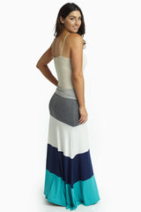 Teal Colorblock Maxi Skirt