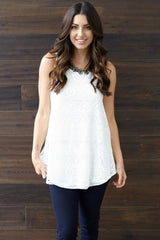 White Eyelet Lace Tank Top