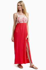 Coral Lace Top Maxi Dress