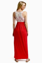 Coral Lace Top Maxi Dress