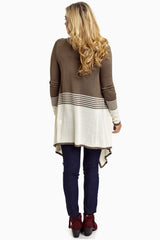 Olive Striped Colorblock Flowy Front Cardigan