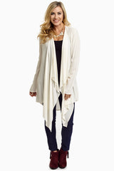 Ivory Long Flowy Open Front Cardigan