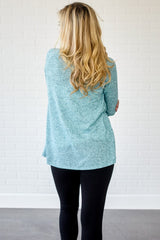 Aqua Heathered Knit Top