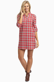 Red Plaid Flannel Dress