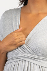 PinkBlush Grey Draped Front Maternity/Nursing Top