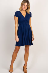 PinkBlush Navy Draped Front Maternity/Nursing Dress