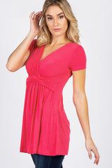 PinkBlush Coral Draped Front Nursing Top