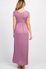 PinkBlush Mauve Draped Maternity/Nursing Maxi Dress