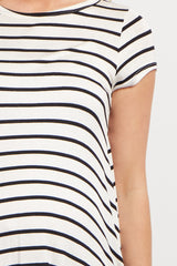 Black Striped Short Sleeve Maternity Dress