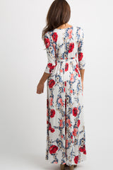 White Garden Floral Wrap Maxi Dress