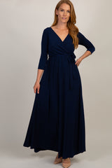 PinkBlush Navy Draped Sash Tie Maternity Maxi Dress