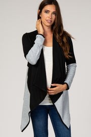 PinkBlush Grey Colorblock Drape Long Sleeve Maternity Cardigan