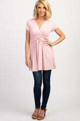 PinkBlush Light Pink Draped Front Nursing Top