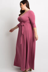 PinkBlush Mauve Sash Tie Wrap Plus Maxi Dress