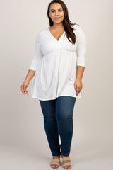 Ivory Draped Front 3/4 Sleeve Nursing Plus Top