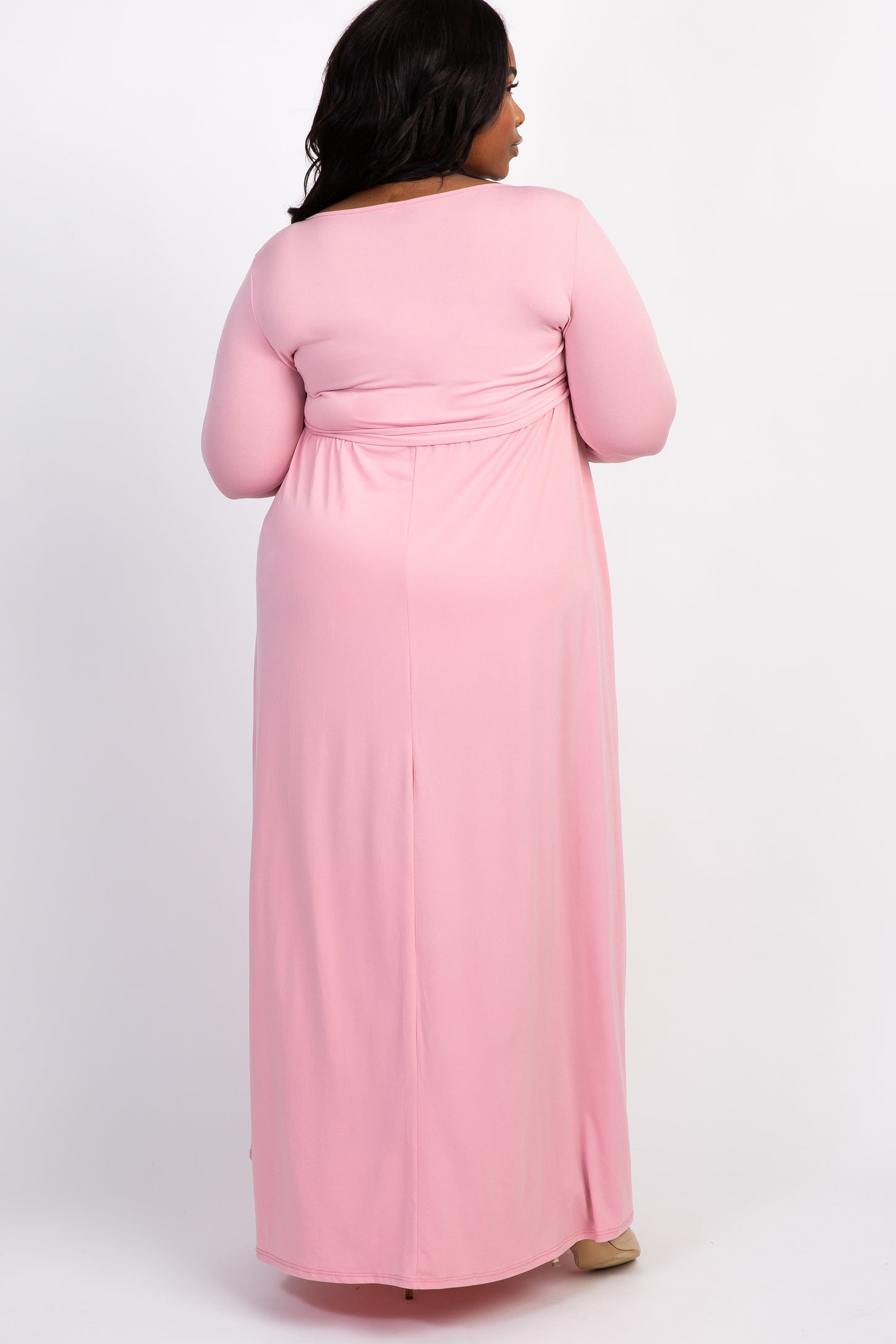 PinkBlush Pink Sash Tie Wrap Plus Maxi Dress