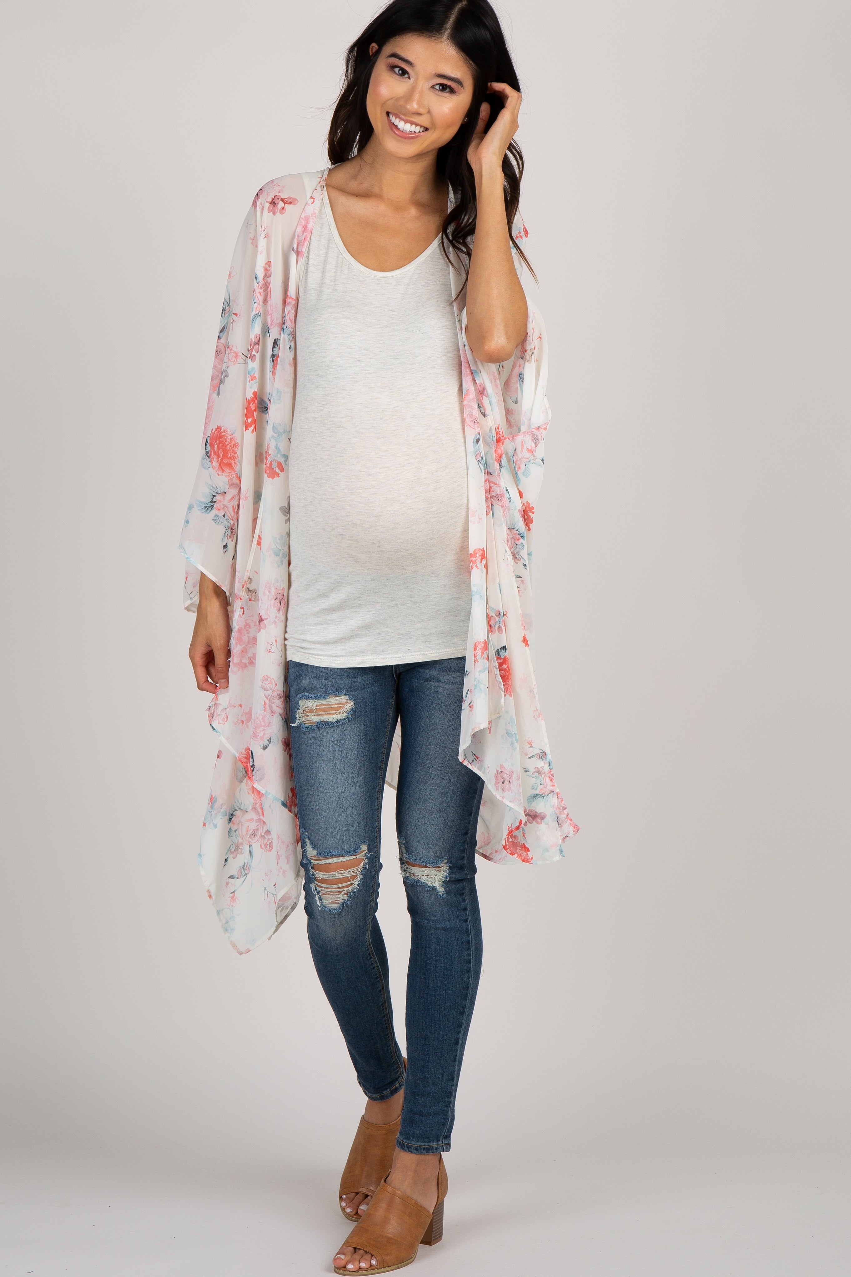 PinkBlush White Floral Maternity Cover Up