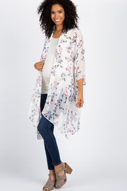 Ivory Floral Chiffon Oversized Maternity Cover Up