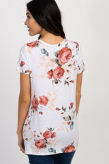 PinkBlush Ivory Floral Knotted Hem Maternity Top