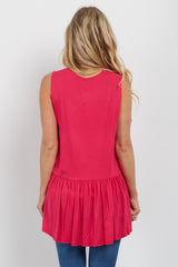 Fuchsia Peplum Back Maternity Tank Top