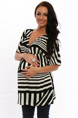 Black Print Short Sleeve Maternity Shirt