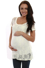 Ivory Lace Short Sleeve Maternity Shirt