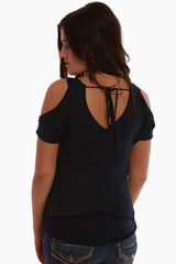 Navy Blue Open Short Sleeve Maternity Shirt