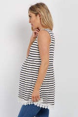 PinkBlush Ivory Striped Crochet Trim Maternity Tank Top