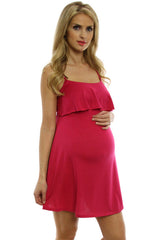 Pink Layered Maternity Dress