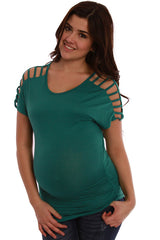 Green Open Sleeve Maternity Shirt