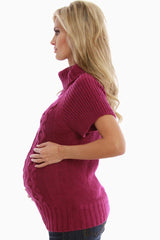 Magenta Short Sleeve Maternity Sweater