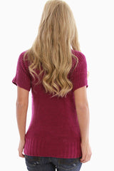 Magenta Short Sleeve Maternity Sweater