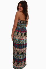 Turquoise Pink Print Maxi Maternity Dress