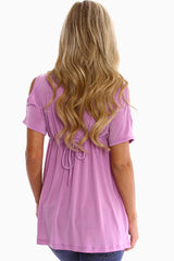 Purple Print Short Sleeve Maternity Shirt