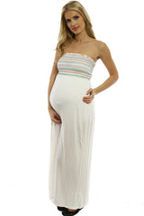 White Strapless Maternity Dress