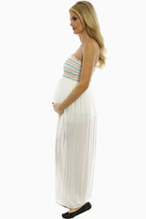 White Strapless Maternity Dress