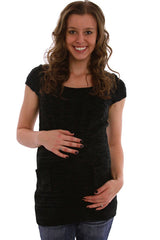 Gray Short Sleeve Maternity Sweater