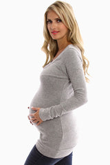 Gray Long Sleeve Maternity Shirt